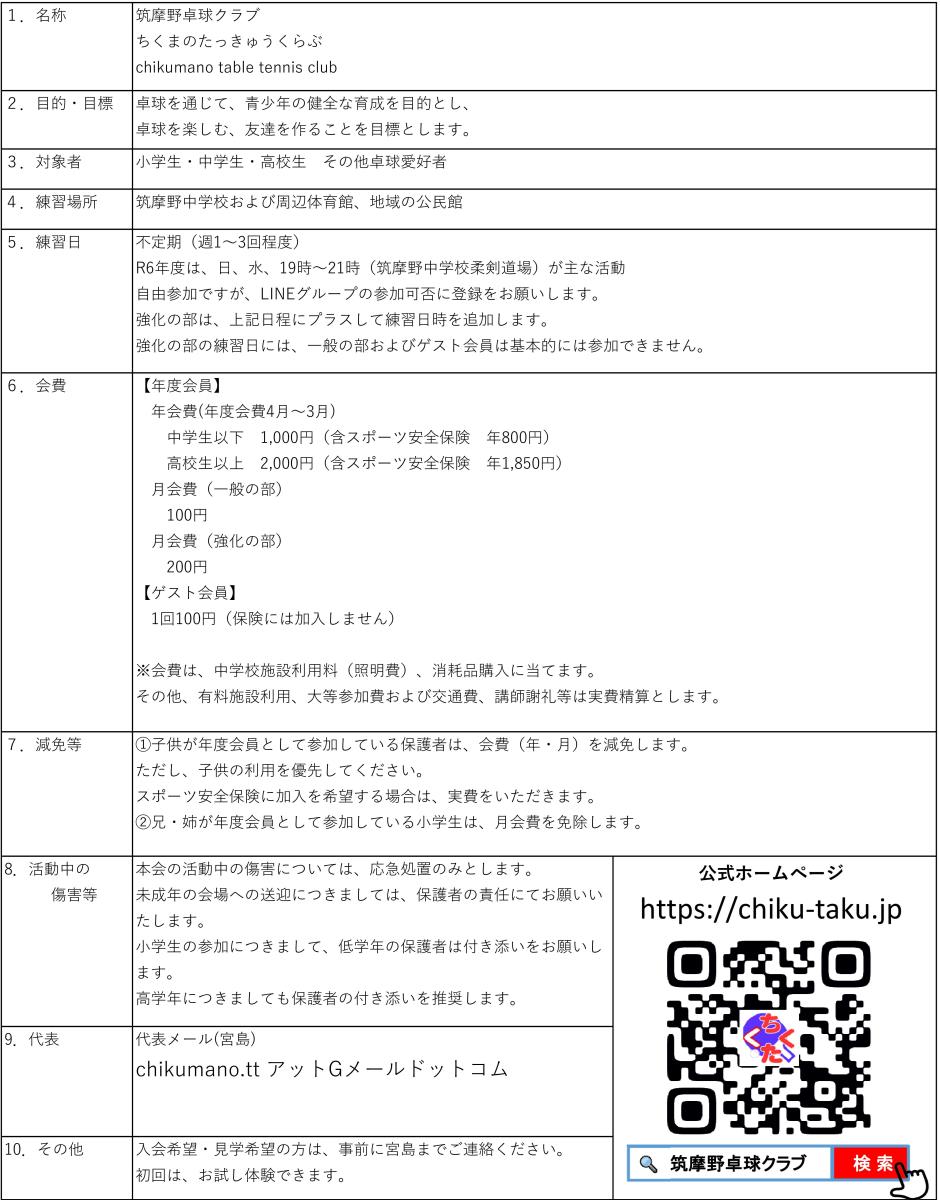 筑摩野卓球クラブ入会案内