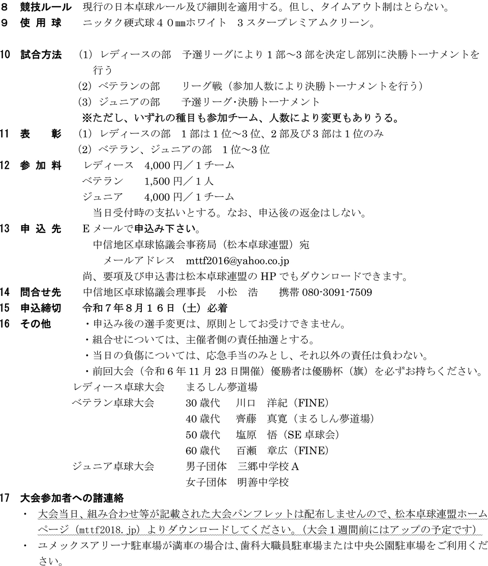 第33回中信会長杯ジュニア卓球大会の要項2